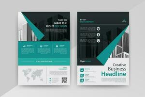 Business abstract vector template for Flyer, Brochure, AnnualReport, Magazine, Poster, Corporate Presentation, Portfolio with cyan and black color size A4, Front and back. Vector