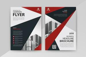 Business abstract vector template for Flyer, Brochure, AnnualReport, Magazine, Poster, Corporate Presentation, Portfolio, Market, infographic with Red and Black color size A4, Front and back.