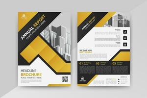 Business abstract vector template for Brochure, AnnualReport, Magazine, Poster, Corporate Presentation, Portfolio, Flyer, Market, infographic with Yellow and Black color size A4, Front and back.