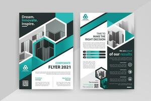 Business abstract vector template for Flyer, Brochure, AnnualReport, Magazine, Poster, Corporate Presentation, Portfolio with cyan and black color size A4, Front and back. Vector