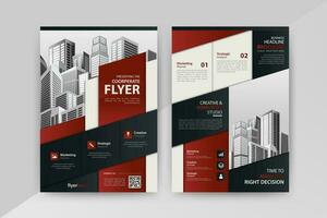 Business abstract vector template for Flyer, Brochure, AnnualReport, Magazine, Poster, Corporate Presentation, Portfolio, Market, infographic with Red and Black color size A4, Front and back.