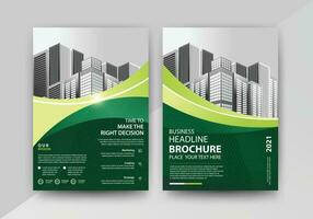 Abstract Geometric Business vector template for Brochure, Annual Report, Magazine, Poster, Corporate Presentation, Portfolio, Flyer, Market, infographic with green color size A4, front and back