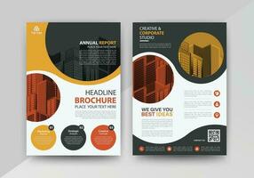 Business abstract vector template for Brochure, AnnualReport, Magazine, Poster, Corporate Presentation, Portfolio, Flyer, infographic with Yellow and Red color size A4, Front and back. Vector