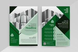 Abstract Geometric Business vector template for Brochure, Annual Report, Magazine, Poster, Corporate Presentation, Portfolio, Flyer, Market, infographic with green color size A4, front and back