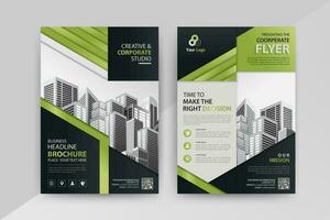 Abstract Geometric Business vector template for Brochure, Annual Report, Magazine, Poster, Corporate Presentation, Portfolio, Flyer, Market, infographic with green color size A4, front and back