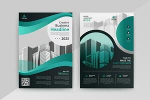 Business abstract vector template for Flyer, Brochure, AnnualReport, Magazine, Poster, Corporate Presentation, Portfolio with cyan and black color size A4, Front and back. Vector