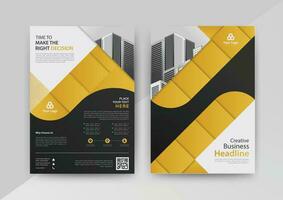 Business abstract vector template for Brochure, AnnualReport, Magazine, Poster, Corporate Presentation, Portfolio, Flyer, Market, infographic with Yellow and Black color size A4, Front and back.