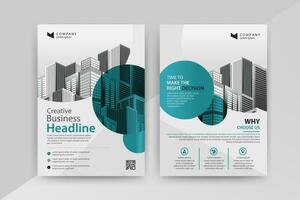 Business abstract vector template for Flyer, Brochure, AnnualReport, Magazine, Poster, Corporate Presentation, Portfolio with cyan and black color size A4, Front and back. Vector