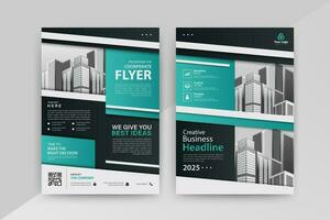 Business abstract vector template for Flyer, Brochure, AnnualReport, Magazine, Poster, Corporate Presentation, Portfolio with cyan and black color size A4, Front and back. Vector