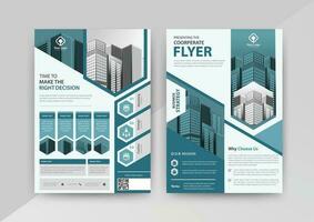 Business abstract vector template for Flyer, Brochure, AnnualReport, Magazine, Poster, Corporate Presentation, Portfolio with cyan and black color size A4, Front and back. Vector