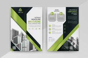 resumen geométrico negocio vector modelo para folleto, anual informe, revista, póster, corporativo presentación, portafolio, volantes, mercado, infografía con verde color Talla a4, frente y espalda