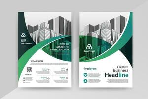 Abstract Geometric Business vector template for Brochure, Annual Report, Magazine, Poster, Corporate Presentation, Portfolio, Flyer, Market, infographic with green color size A4, front and back