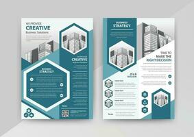 Business abstract vector template for Flyer, Brochure, AnnualReport, Magazine, Poster, Corporate Presentation, Portfolio with cyan and black color size A4, Front and back. Vector