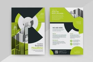 Abstract Geometric Business vector template for Brochure, Annual Report, Magazine, Poster, Corporate Presentation, Portfolio, Flyer, Market, infographic with green color size A4, front and back