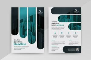 Business abstract vector template for Flyer, Brochure, AnnualReport, Magazine, Poster, Corporate Presentation, Portfolio with cyan and black color size A4, Front and back. Vector