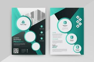 Business abstract vector template for Flyer, Brochure, AnnualReport, Magazine, Poster, Corporate Presentation, Portfolio with cyan and black color size A4, Front and back. Vector