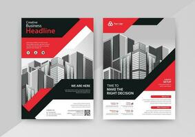 Business abstract vector template for Flyer, Brochure, AnnualReport, Magazine, Poster, Corporate Presentation, Portfolio, Market, infographic with Red and Black color size A4, Front and back.