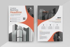 Business abstract vector template for Brochure, AnnualReport, Magazine, Poster, Corporate Presentation, Portfolio, Flyer, infographic with Yellow and Red color size A4, Front and back. Vector