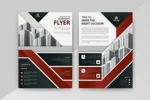 Business abstract vector template for Flyer, Brochure, AnnualReport, Magazine, Poster, Corporate Presentation, Portfolio, Market, infographic with Red and Black color size A4, Front and back.