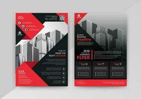 Business abstract vector template for Flyer, Brochure, AnnualReport, Magazine, Poster, Corporate Presentation, Portfolio, Market, infographic with Red and Black color size A4, Front and back.