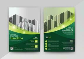 Abstract Geometric Business vector template for Brochure, Annual Report, Magazine, Poster, Corporate Presentation, Portfolio, Flyer, Market, infographic with green color size A4, front and back