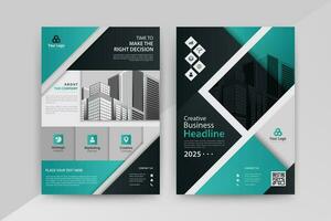 Business abstract vector template for Flyer, Brochure, AnnualReport, Magazine, Poster, Corporate Presentation, Portfolio with cyan and black color size A4, Front and back. Vector