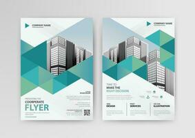 Blue annual report brochure flyer design template. Cover, presentation, geometric background for business, magazines, poster, booklet, banners. Layout in A4 size. Front and back Easily editable. vector