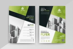 Abstract Geometric Business vector template for Brochure, Annual Report, Magazine, Poster, Corporate Presentation, Portfolio, Flyer, Market, infographic with green color size A4, front and back