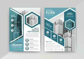 Business abstract vector template for Flyer, Brochure, AnnualReport, Magazine, Poster, Corporate Presentation, Portfolio with cyan and black color size A4, Front and back. Vector