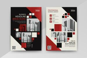 Business abstract vector template for Flyer, Brochure, AnnualReport, Magazine, Poster, Corporate Presentation, Portfolio, Market, infographic with Red and Black color size A4, Front and back.