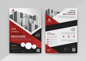 Business abstract vector template for Flyer, Brochure, AnnualReport, Magazine, Poster, Corporate Presentation, Portfolio, Market, infographic with Red and Black color size A4, Front and back.