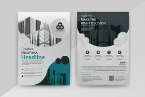 Business abstract vector template for Flyer, Brochure, AnnualReport, Magazine, Poster, Corporate Presentation, Portfolio with cyan and black color size A4, Front and back. Vector