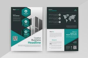 Business abstract vector template for Flyer, Brochure, AnnualReport, Magazine, Poster, Corporate Presentation, Portfolio with cyan and black color size A4, Front and back. Vector