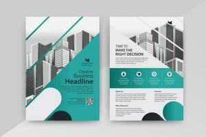 Business abstract vector template for Flyer, Brochure, AnnualReport, Magazine, Poster, Corporate Presentation, Portfolio with cyan and black color size A4, Front and back. Vector