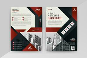 Business abstract vector template for Flyer, Brochure, AnnualReport, Magazine, Poster, Corporate Presentation, Portfolio, Market, infographic with Red and Black color size A4, Front and back.