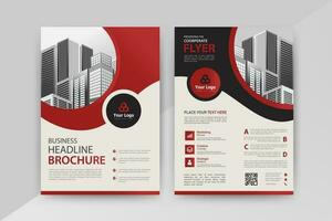 Business abstract vector template for Flyer, Brochure, AnnualReport, Magazine, Poster, Corporate Presentation, Portfolio, Market, infographic with Red and Black color size A4, Front and back.