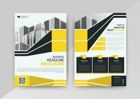 Business abstract vector template for Brochure, AnnualReport, Magazine, Poster, Corporate Presentation, Portfolio, Flyer, Market, infographic with Yellow and Black color size A4, Front and back.