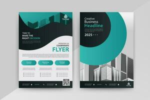 Business abstract vector template for Flyer, Brochure, AnnualReport, Magazine, Poster, Corporate Presentation, Portfolio with cyan and black color size A4, Front and back. Vector