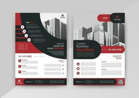 Business abstract vector template for Flyer, Brochure, AnnualReport, Magazine, Poster, Corporate Presentation, Portfolio, Market, infographic with Red and Black color size A4, Front and back.