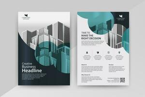 Business abstract vector template for Flyer, Brochure, AnnualReport, Magazine, Poster, Corporate Presentation, Portfolio with cyan and black color size A4, Front and back. Vector