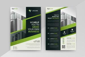 Abstract Geometric Business vector template for Brochure, Annual Report, Magazine, Poster, Corporate Presentation, Portfolio, Flyer, Market, infographic with green color size A4, front and back