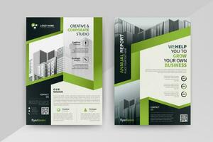 Abstract Geometric Business vector template for Brochure, Annual Report, Magazine, Poster, Corporate Presentation, Portfolio, Flyer, Market, infographic with green color size A4, front and back