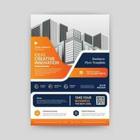 Modern and Stylish Flyer, standard A4 size with Orange and Blue colors ready to use. Vector Eps - 10