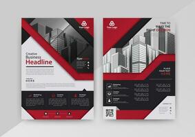 Business abstract vector template for Flyer, Brochure, AnnualReport, Magazine, Poster, Corporate Presentation, Portfolio, Market, infographic with Red and Black color size A4, Front and back.