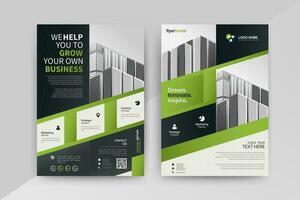 Abstract Geometric Business vector template for Brochure, Annual Report, Magazine, Poster, Corporate Presentation, Portfolio, Flyer, Market, infographic with green color size A4, front and back