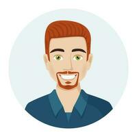 Male avatar, portrait of a modern man with a beard. Vector illustration of male character in modern color style