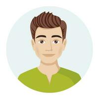 Avatar of a man, portrait of a young guy. Vector illustration of male character in modern color style