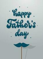 Happy Father's day lettering quote deocrated with mustache on grey background for greeting cards, posters, prints, banners, signs, invitations, etc. EPS 10 vector