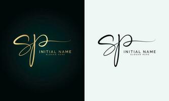 Sp Initial handwriting and signature logo design with circle. Beautiful design handwritten logo for fashion, team, wedding, luxury logo. vector