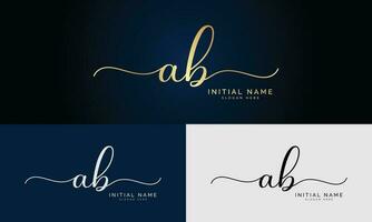 ab Initial handwriting and signature logo design with circle. Beautiful design handwritten logo for fashion, team, wedding, luxury logo. vector